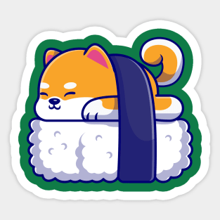 Cute Shiba Inu Dog Sushi Cartoon Illustration Sticker